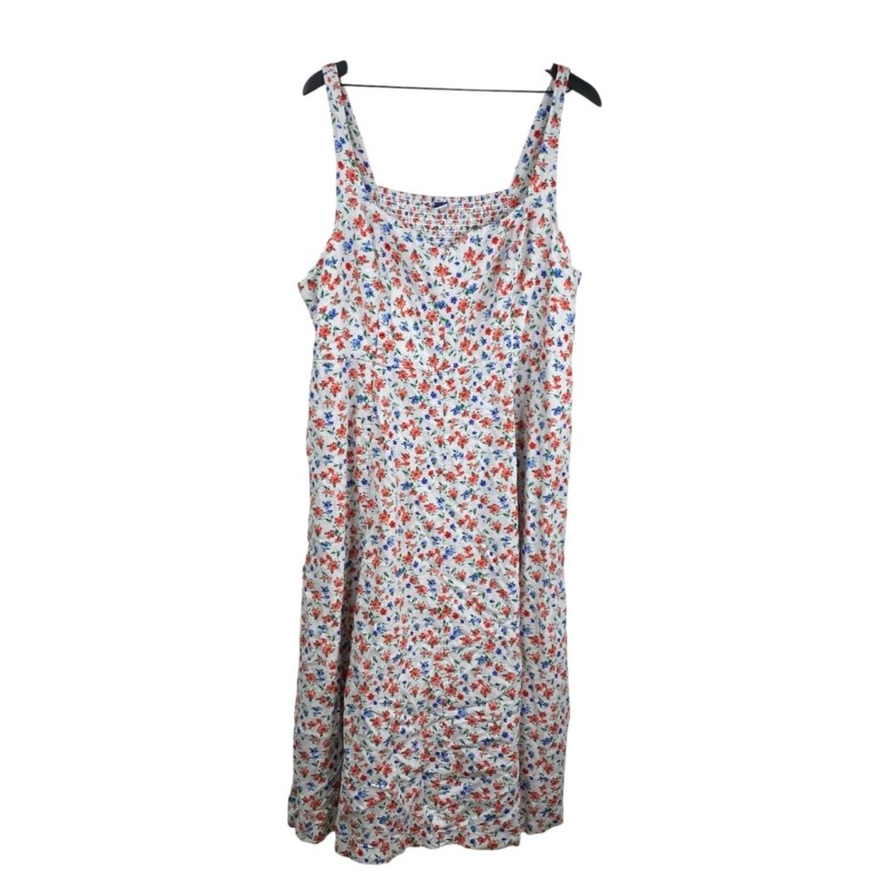 Old Navy Womens Sleeveless Smocked Floral Linen Blend Dress Sz XXL Cottage Core